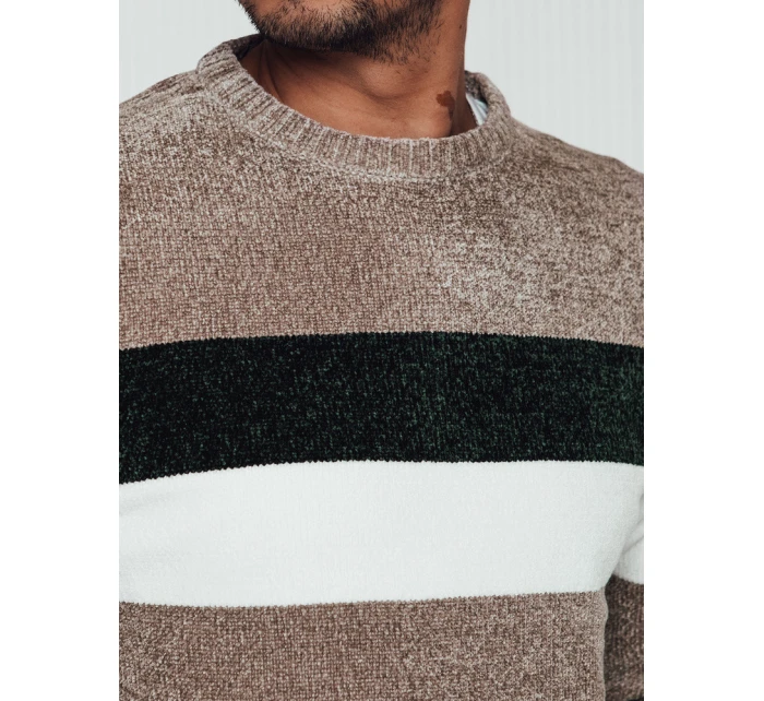 Pánský pruhovaný svetr hnědý Dstreet model 21982445 - FashionStreet