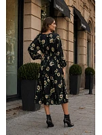 Květinové kimono šaty s kulatým výstřihem Ann Gissy černá/béžová (XY202116) Květinové kimono šaty s kulatým výstřihem Ann Gissy černá/béžová (XY202116)