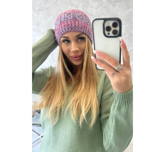 Fleecová čepice Melisa K241 fialová+červená Fleecová čepice Melisa K241 fialová+červená