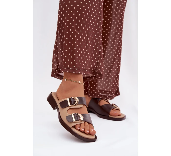 Dámské nazouváky se zlatými sponami béžovo-hnědé Danelle