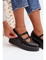Dámské polobotky na platformě s pásky Černé Jesivelle