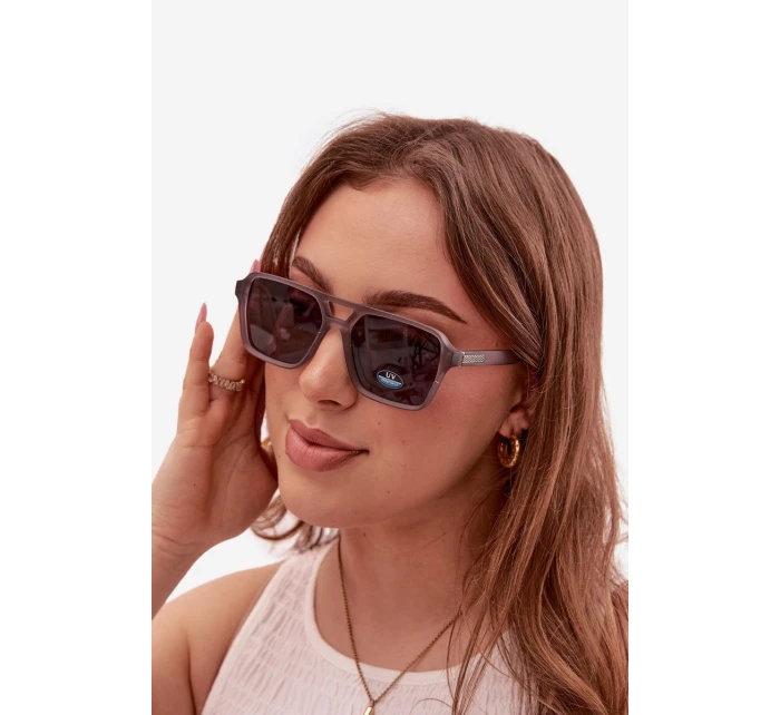 Dámské sluneční brýle se stříbrným detailem šedé