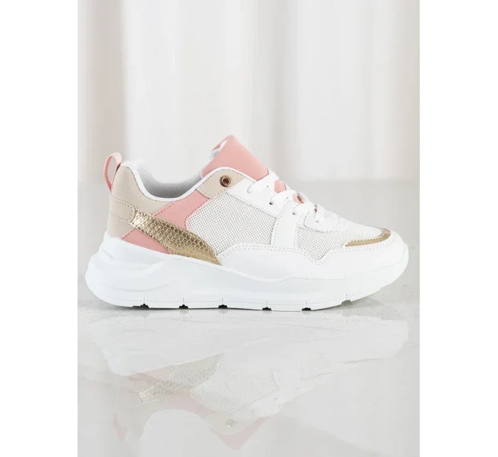 Výborné bílé dámské tenisky bez podpatku Výborné bílé dámské tenisky bez podpatku