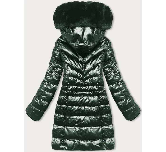 Tmavě zelená dámská vypasovaná zimní bunda model 21246886 - LHD