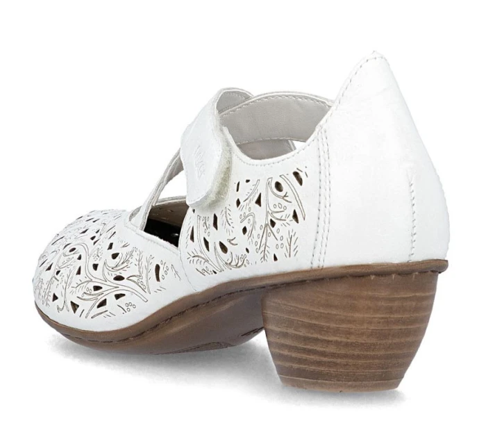 Dámské kožené polobotky na podpatku bílé Rieker 43773-80 Dámské kožené polobotky na podpatku bílé Rieker 43773-80