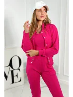 Set 3 v 1 mikina s cvočky + top + kalhoty fuchsie Set 3 v 1 mikina s cvočky + top + kalhoty fuchsie
