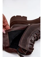 Kožené dámské pracovní kozačky s vyhříváním Big Star SS274453 hnědé