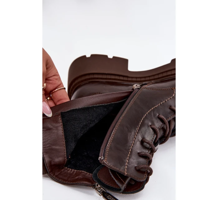 Kožené dámské pracovní kozačky s vyhříváním Big Star SS274453 hnědé