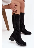 Dámské kozačky na Eko semiš černé model 21747873 - Boto Dámské kozačky na Eko semiš černé model 21747873 - Boto