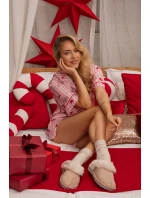 Dámské pantofle s kožešinou béžové model 21772502 - Boto