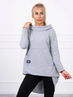 Mikina s kapucí s dlouhými zády šedá