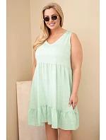 Dámské šaty Plus Size z viskózy s krajkou bez rukávů tmavě mentolové Dámské šaty Plus Size z viskózy s krajkou bez rukávů tmavě mentolové