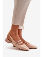 Lakované Baletky S Pásky Na Nízkém Podpatku Béžové model 21670510 - Boto Lakované Baletky S Pásky Na Nízkém Podpatku Béžové model 21670510 - Boto