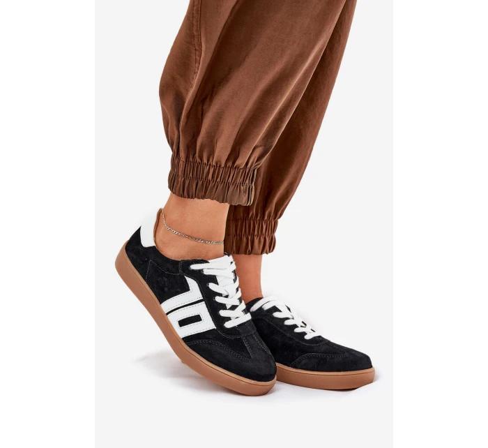 Tenisky Sportovní Obuv Semišová model 21690666 Černé - VINCEZA Tenisky Sportovní Obuv Semišová model 21690666 Černé - VINCEZA