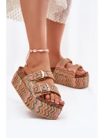 Dámské Sandály Na Masivní Platformě S Pletením A Přezkami Multikolor