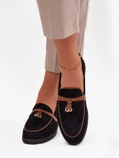 Mokasyny Loafersy Damské Z Eko Semiš Černé Darwen