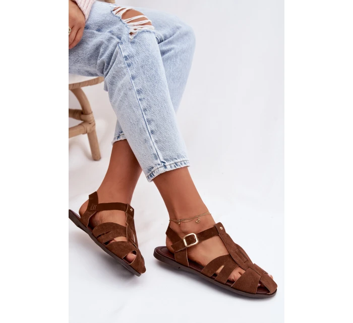 Dámské sandály Ploché Hnědé model 21960883 - Boto Dámské sandály Ploché Hnědé model 21960883 - Boto