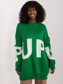 Zelený oversize svetr s kulatým výstřihem