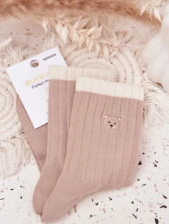 Dámské bavlněné ponožky s malým medvídkem – béžové
