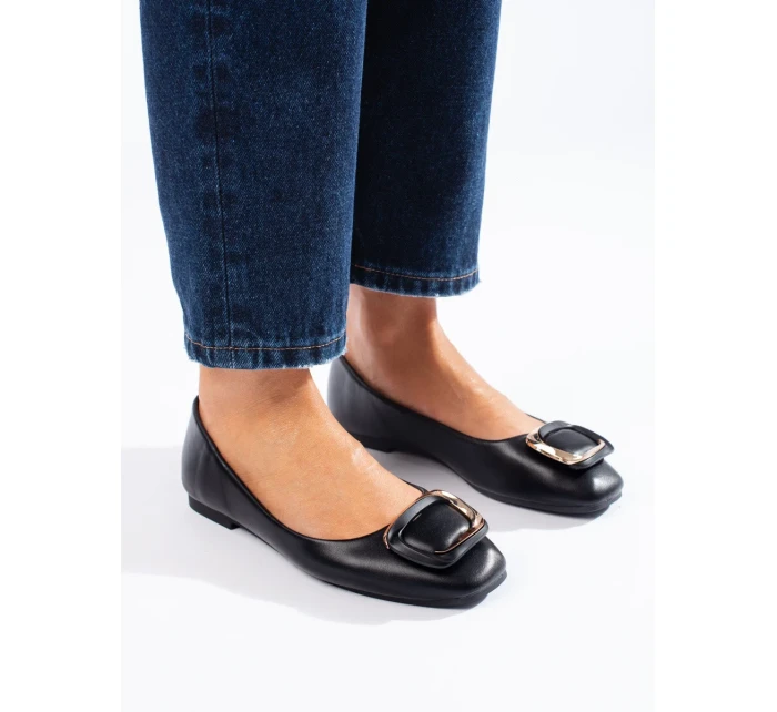 Luxusní dámské  baleríny černé bez podpatku