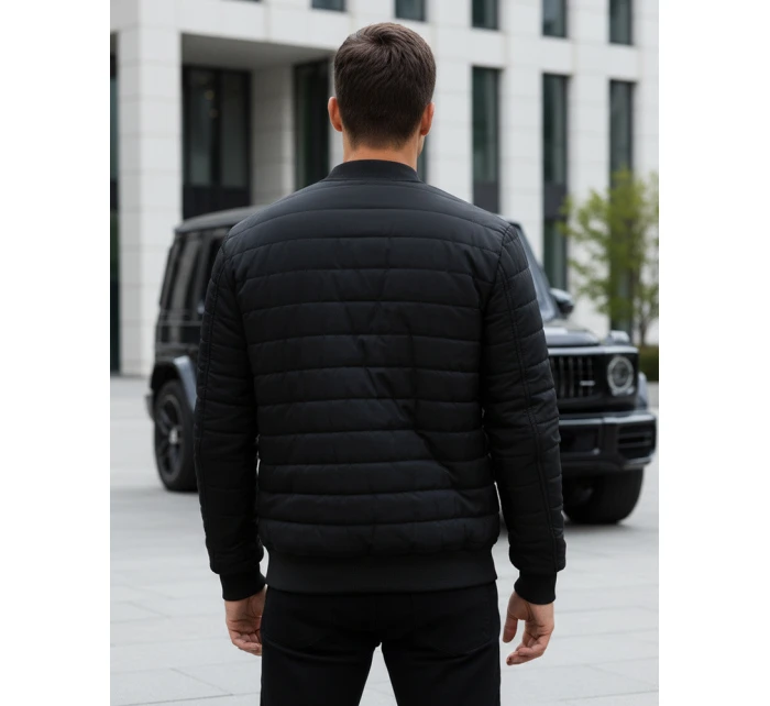 Pánská prošívaná bunda bomber černá TX2213 Pánská prošívaná bunda bomber černá TX2213