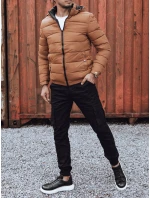 Pánská prošívaná zimní bunda s kapucí FashionStreet camel TX4829 Pánská prošívaná zimní bunda s kapucí FashionStreet camel TX4829