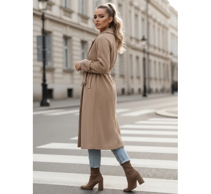 Dámský oversize kabát dlouhý camel Dstreet model 21982238 - FashionStreet