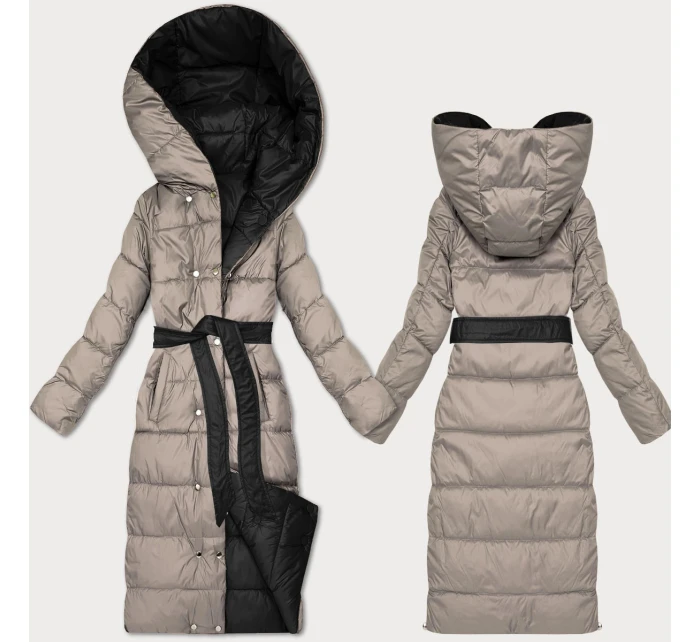 Černobéžová oboustranná zimní bunda s páskem model 21753499 - MINORITY