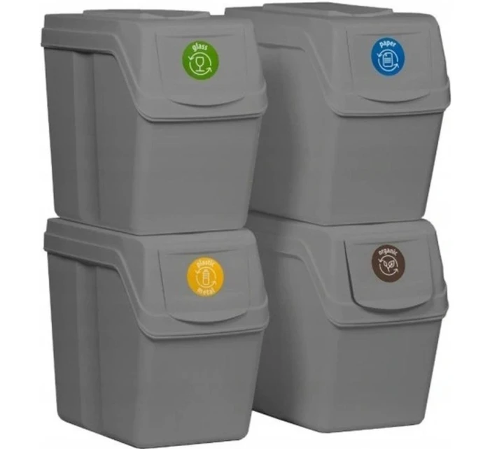 Odpadkový koš 20 l SORTIBOX SET4 PACKY ŠEDÉHO KAMENE dětské
