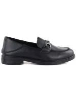 Dámské kožené polobotky mokasíny černé model 22015069 - VINCEZA