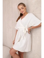 Mušelínové šaty s pasem světle béžová