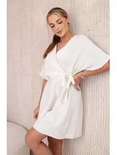 Mušelínové šaty s pasem světle béžová