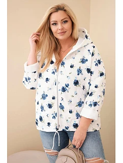 Dámská jarní bunda Plus Size s drobným květinovým vzorem tmavě modrá