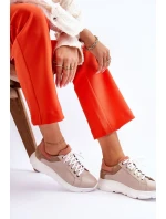 Pohodlné kožené tenisky na platformě Béžove model 21613251 - Boto Pohodlné kožené tenisky na platformě Béžove model 21613251 - Boto