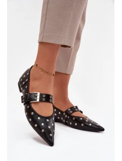 Baletky s korálky a sponou Eko kůže Černé model 21757705 - Boto
