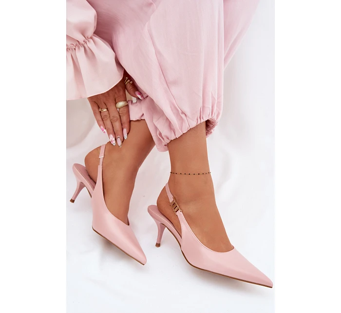 Dámské sandály z umělé kůže na podpatku Růžové model 22102970 - Boto