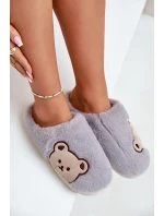 Dámské Chlupaté Pantofle S Medvídkem Šedé Fiorinella