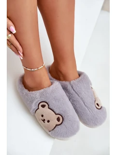 Dámské Chlupaté Pantofle S Medvídkem Šedé Fiorinella
