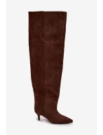 Nazouvací dámské kozačky na jehlovém podpatku Ysolienne – čokoládové