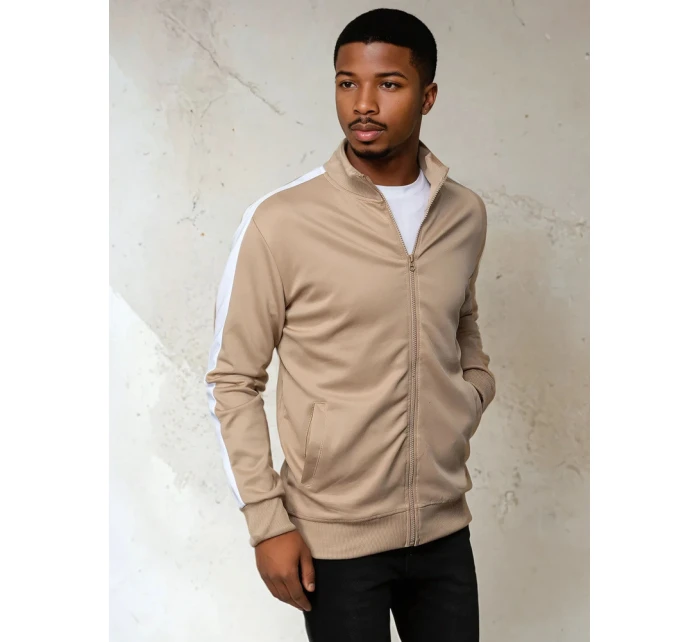 Pánská rozepínací mikina béžová Dstreet BX5564 Pánská rozepínací mikina béžová Dstreet BX5564