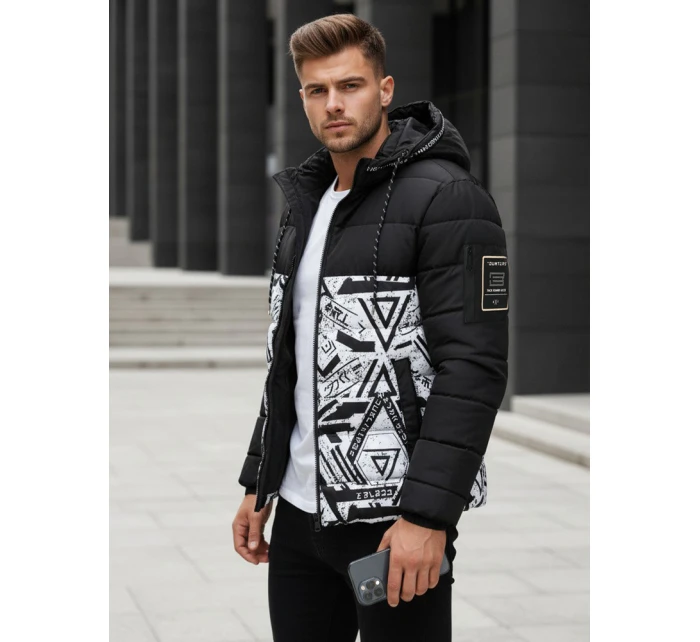 Pánská prošívaná zimní bunda s kapucí černá model 21995772 - Dstreet