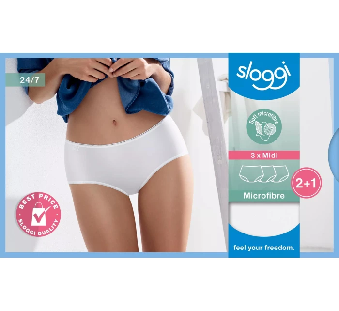 sloggi 24/7 Microfibre Midi C3P - WHITE - SLOGGI WHITE - SLOGGI