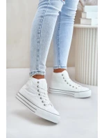 Zateplené dámské tenisky na platformě model 21675260 bílé - Big Star Shoes