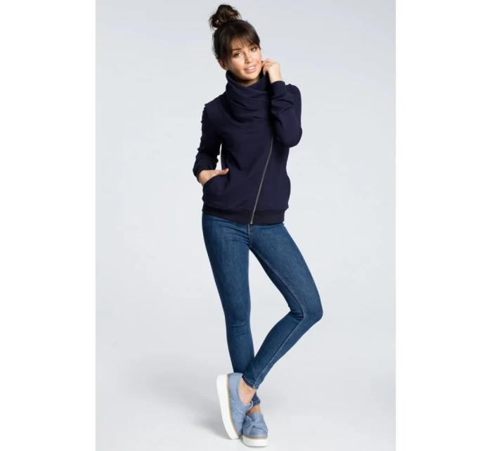 model 18001782 Mikina s kapucí na zip tmavě modrá - BeWear