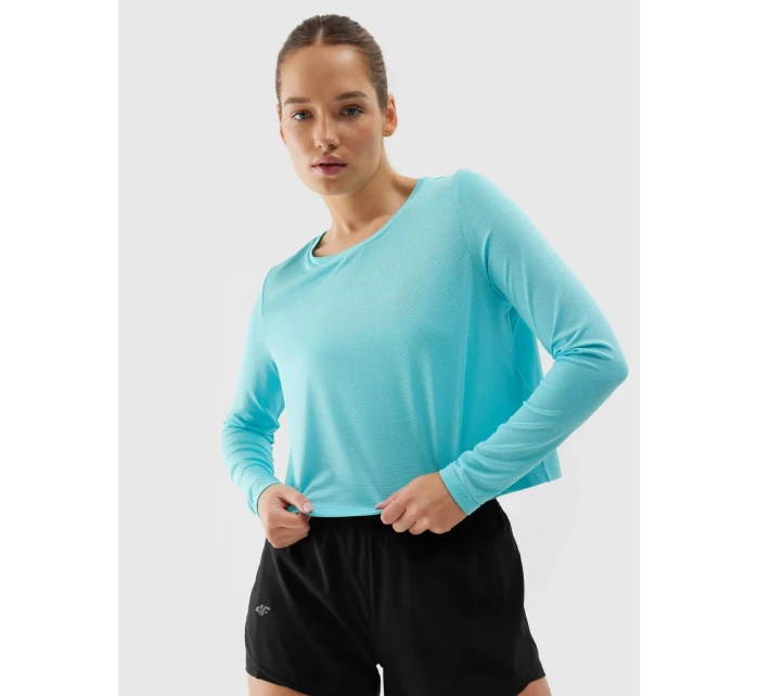 Dámské sportovní rychleschnoucí tričko s dlouhými rukávy loose 4F - modré