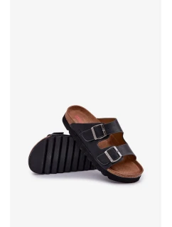 Pánské lehké pantofle s přezkami z ECO kůže Big Star – černé