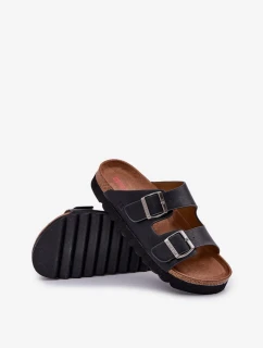 Pánské lehké pantofle s přezkami z ECO kůže Big Star – černé