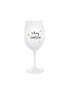 TEKUTÝ DÁREČEK - bílá  sklenice na víno 350 ml