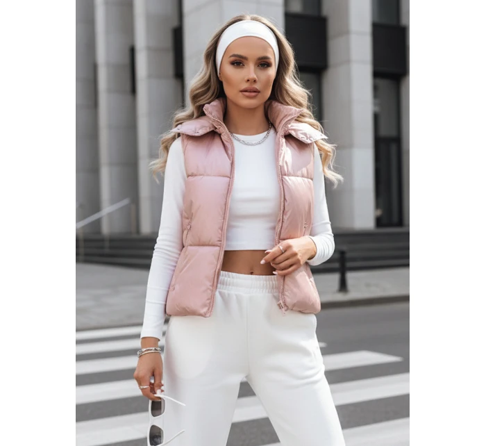 Dámská prošívaná vesta růžová Dstreet model 21970003 - FashionStreet