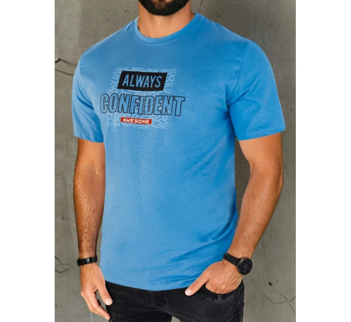 Pánské modré tričko s potiskem Dstreet RX5408 Pánské modré tričko s potiskem Dstreet RX5408